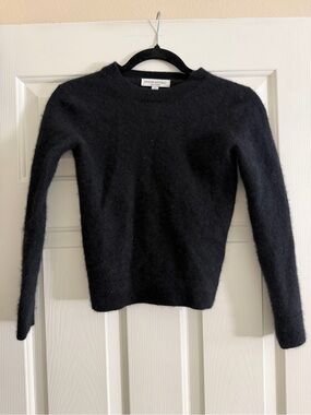 Banana Republic Black Crewneck Fuzzy Knit Sweater